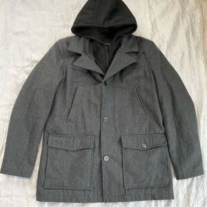 Structure Charcoal Gray Hooded Pea Coat